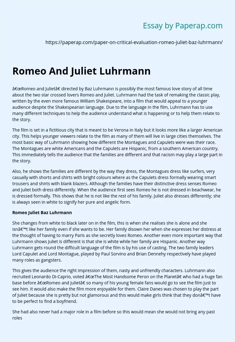 Romeo Juliet Baz Luhrmann