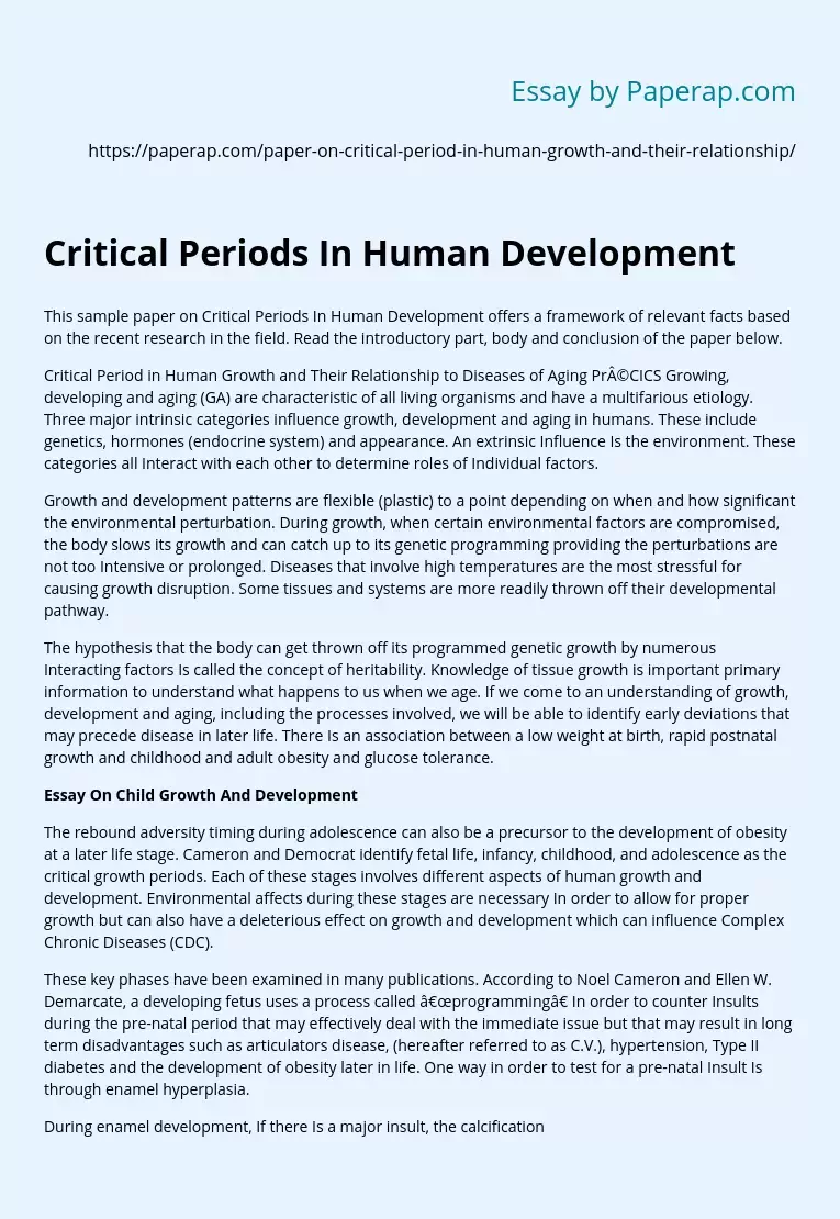 Critical Periods In Human Development