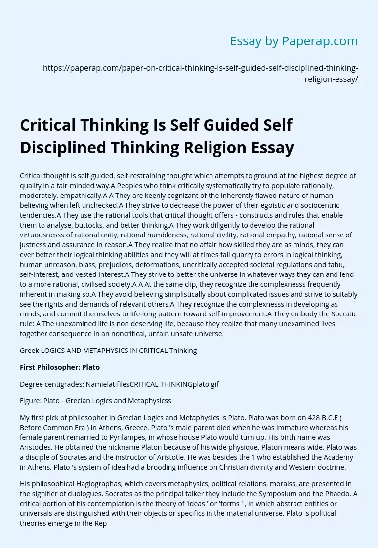 Critical Thinking Is Self Guided Self Disciplined Thinking Religion Essay