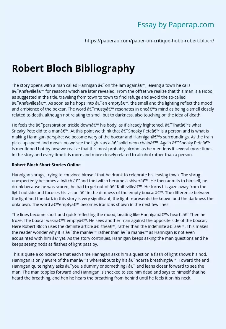 Robert Bloch Short Stories Online