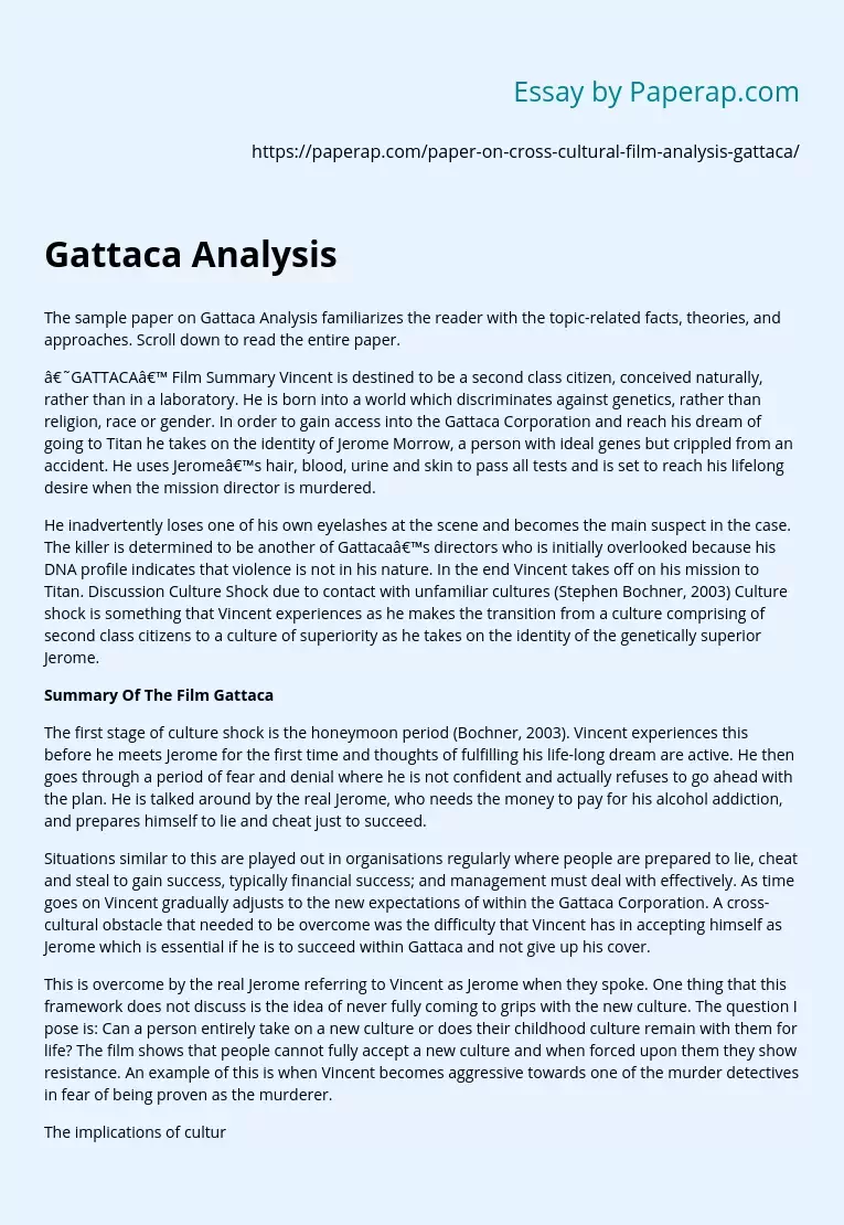 Gattaca Analysis