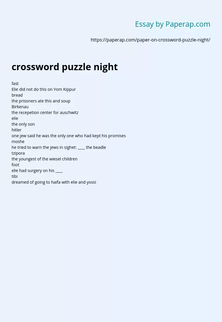 crossword puzzle night