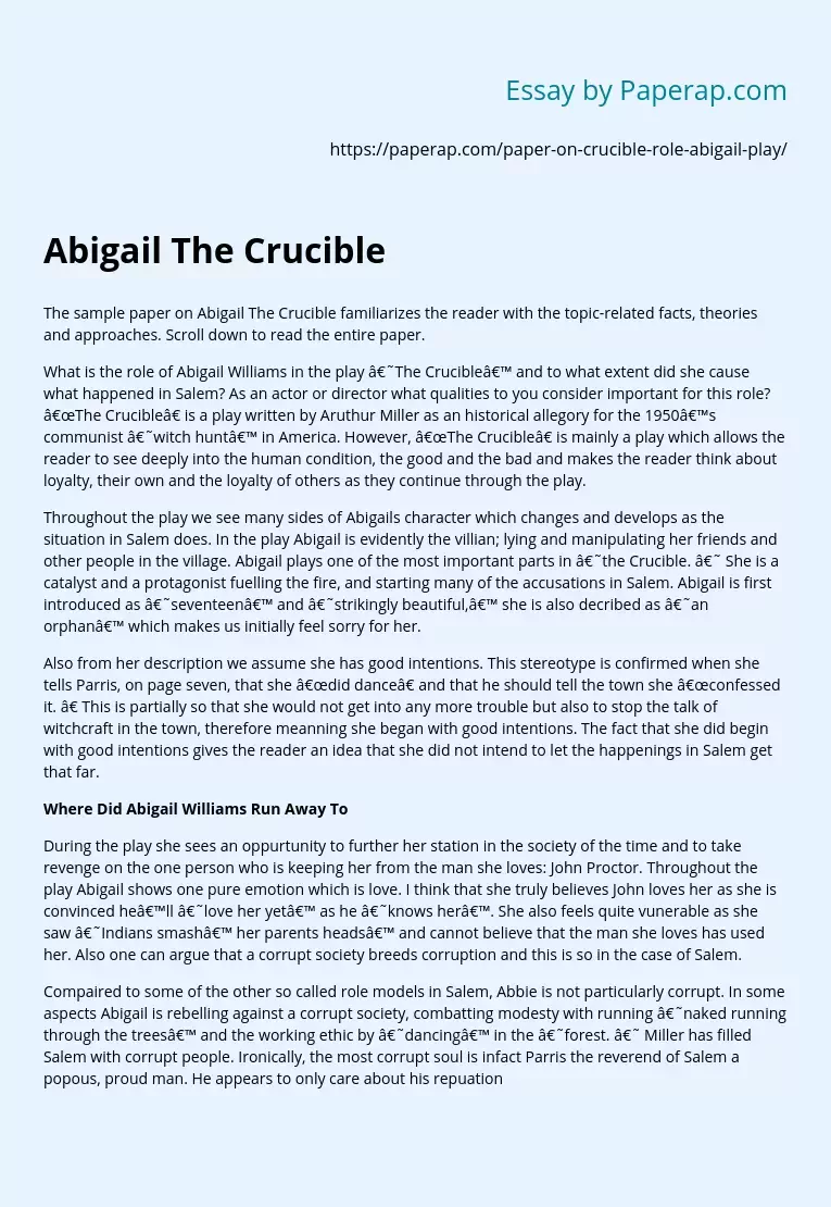 Abigail The Crucible