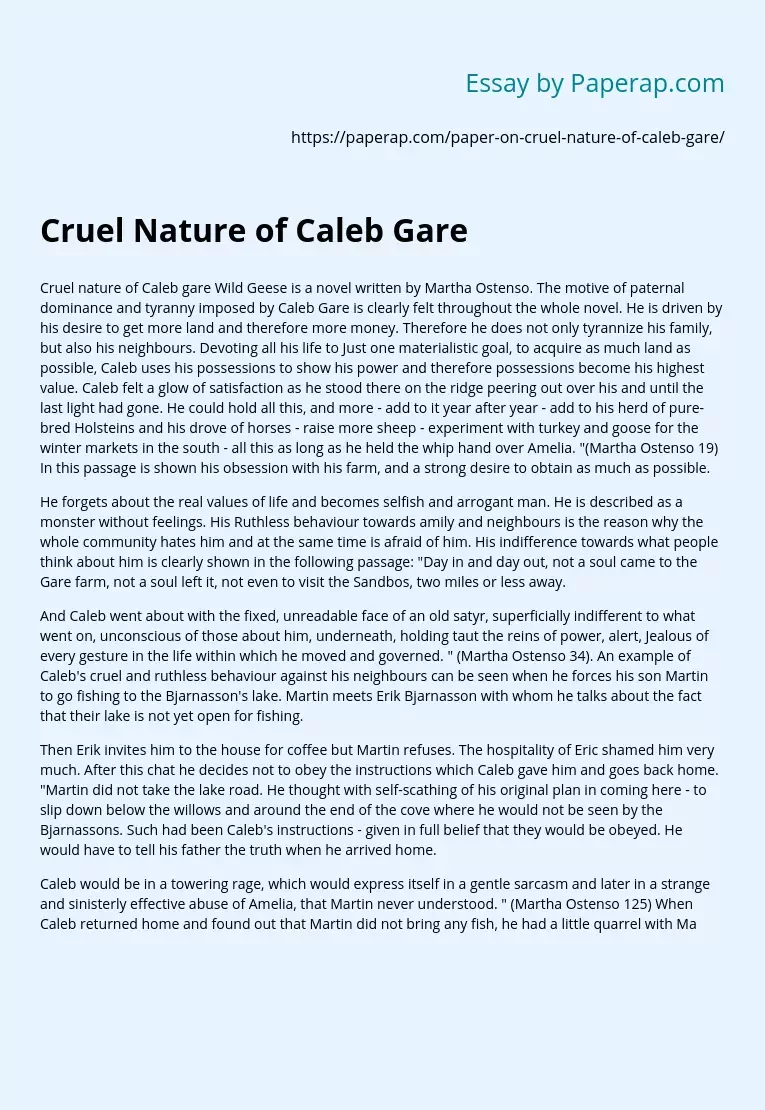 Cruel Nature of Caleb Gare