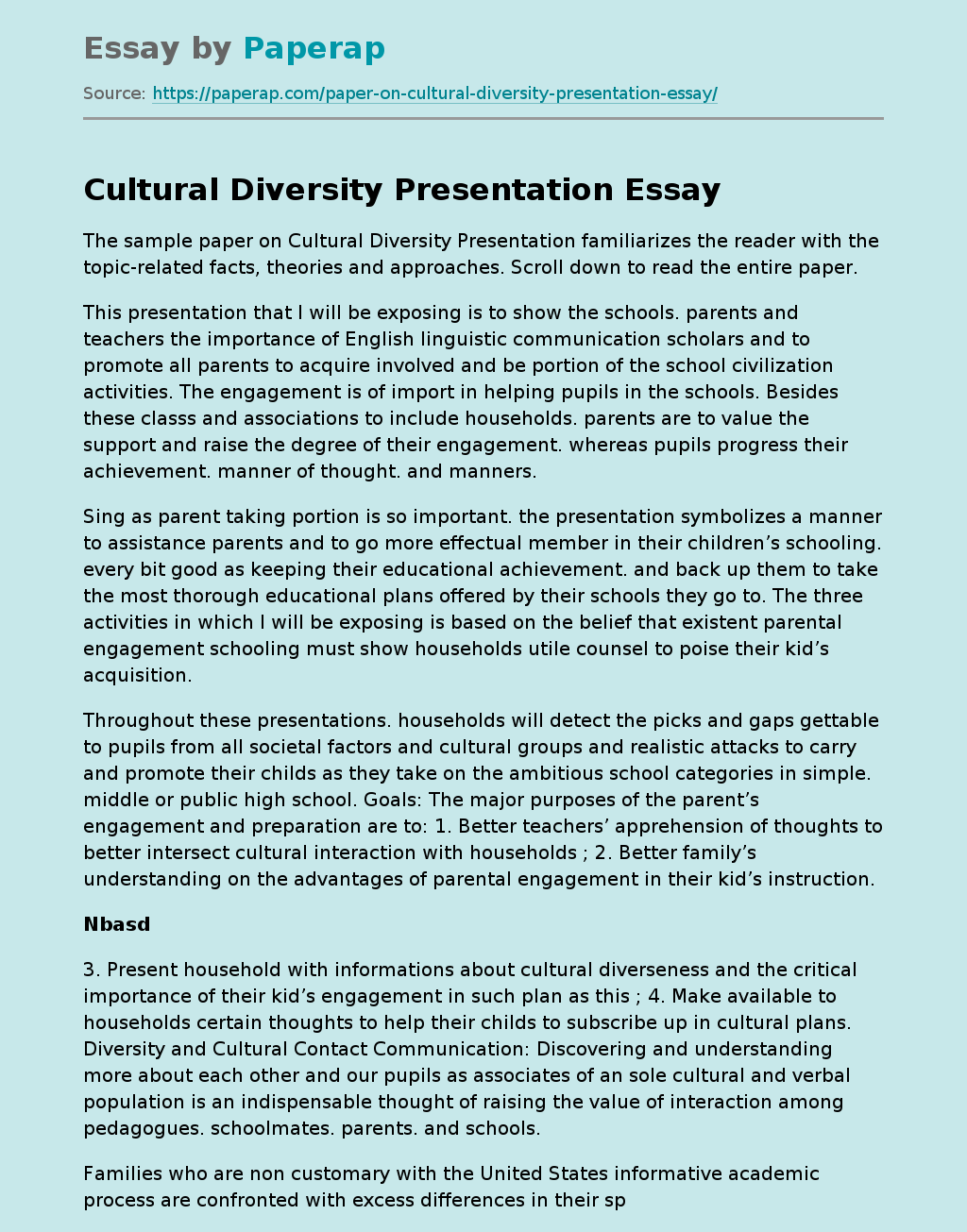 Cultural Diversity Presentation