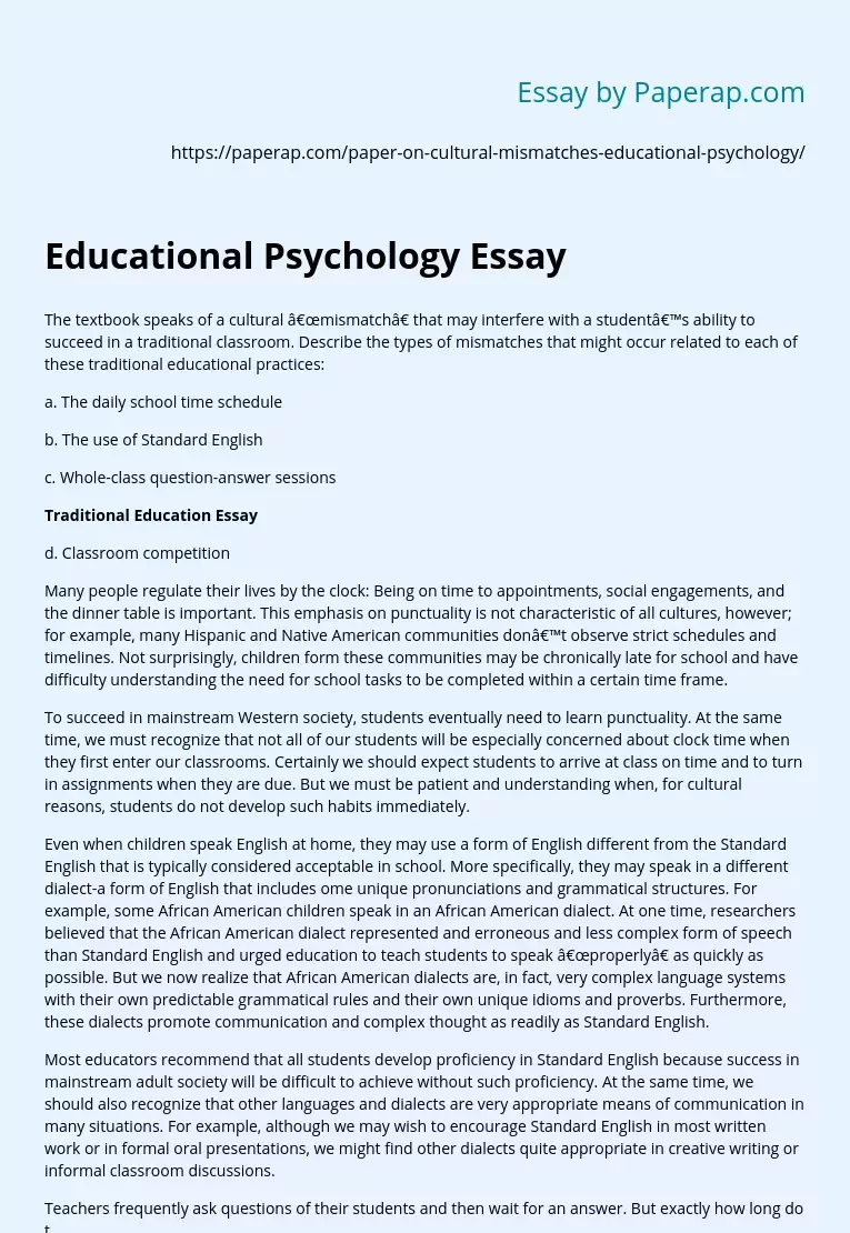 Educational Psychology Essay