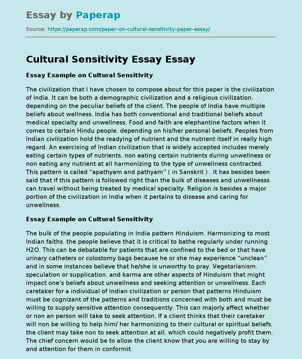 Cultural Sensitivity Essay