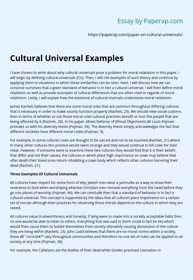 Cultural Universal Examples