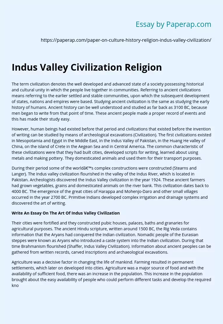 Indus Valley Civilization Religion