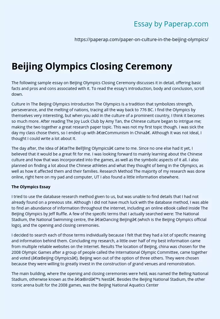 Beijing Olympics Closing Ceremony