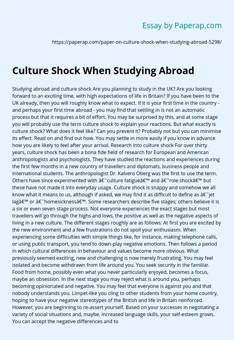 Culture Shock When Studying Abroad