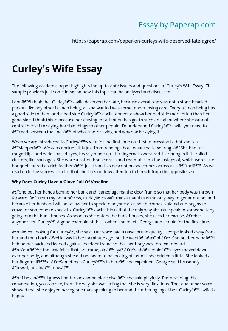 Curley's Wife Essay