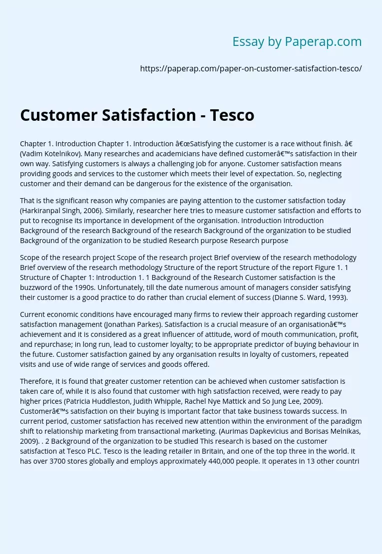 Customer Satisfaction - Tesco