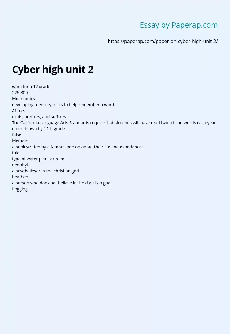 Cyber high unit 2 Questions & Answers