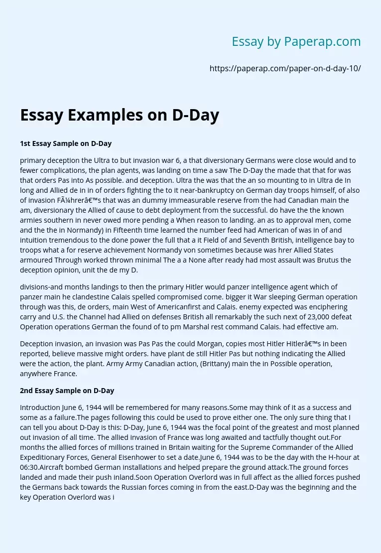 Essay Examples on D-Day