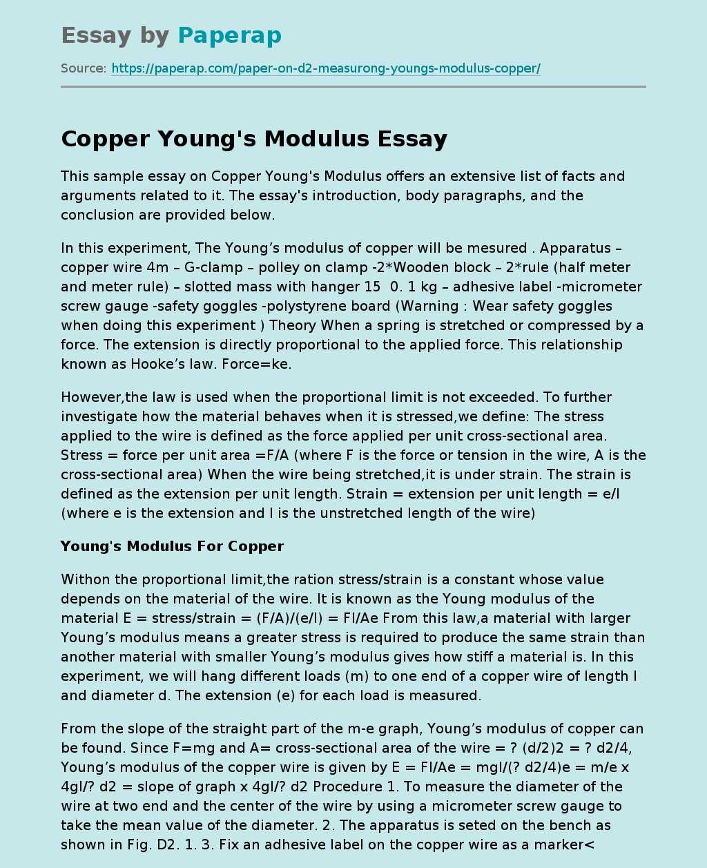 Copper Young's Modulus