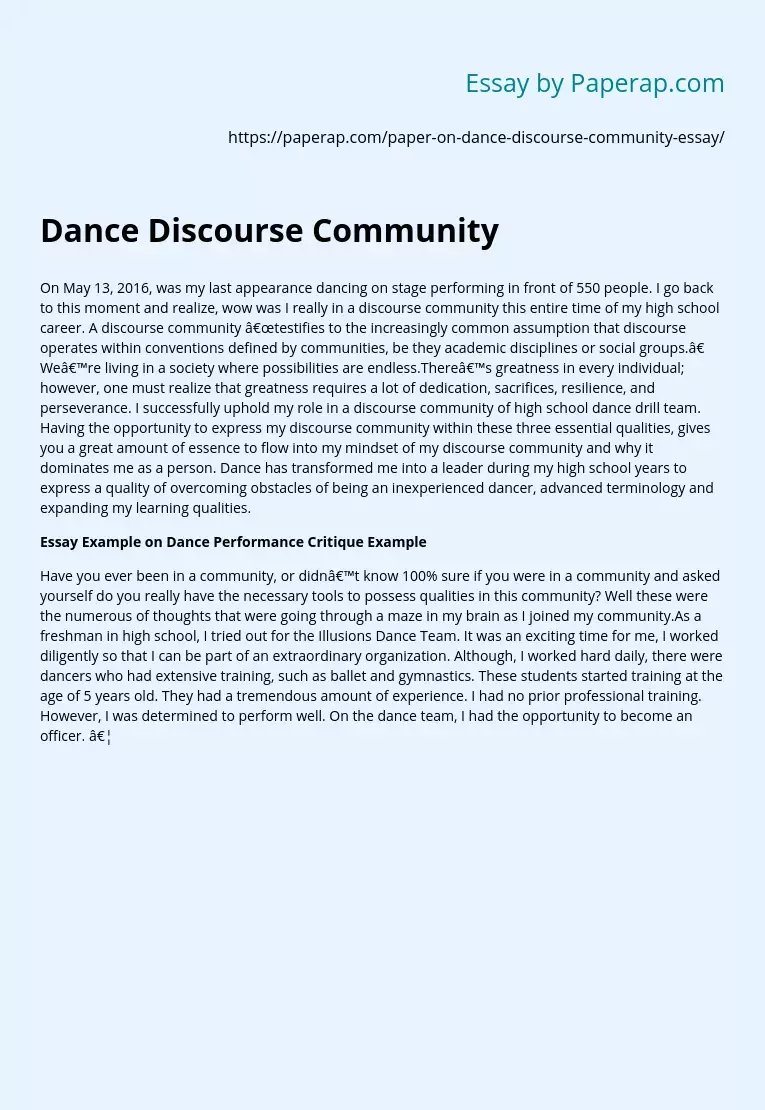 Dance Discourse Community