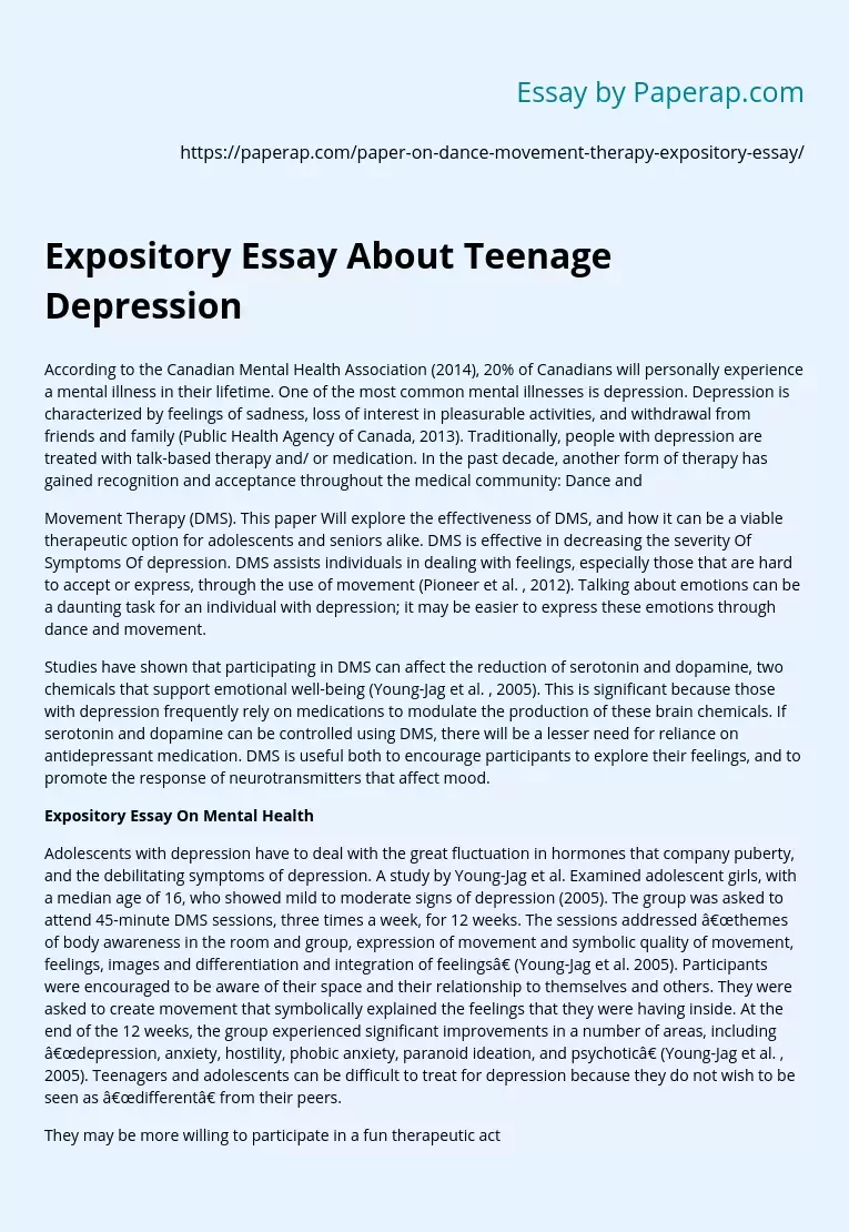 Expository Essay About Teenage Depression