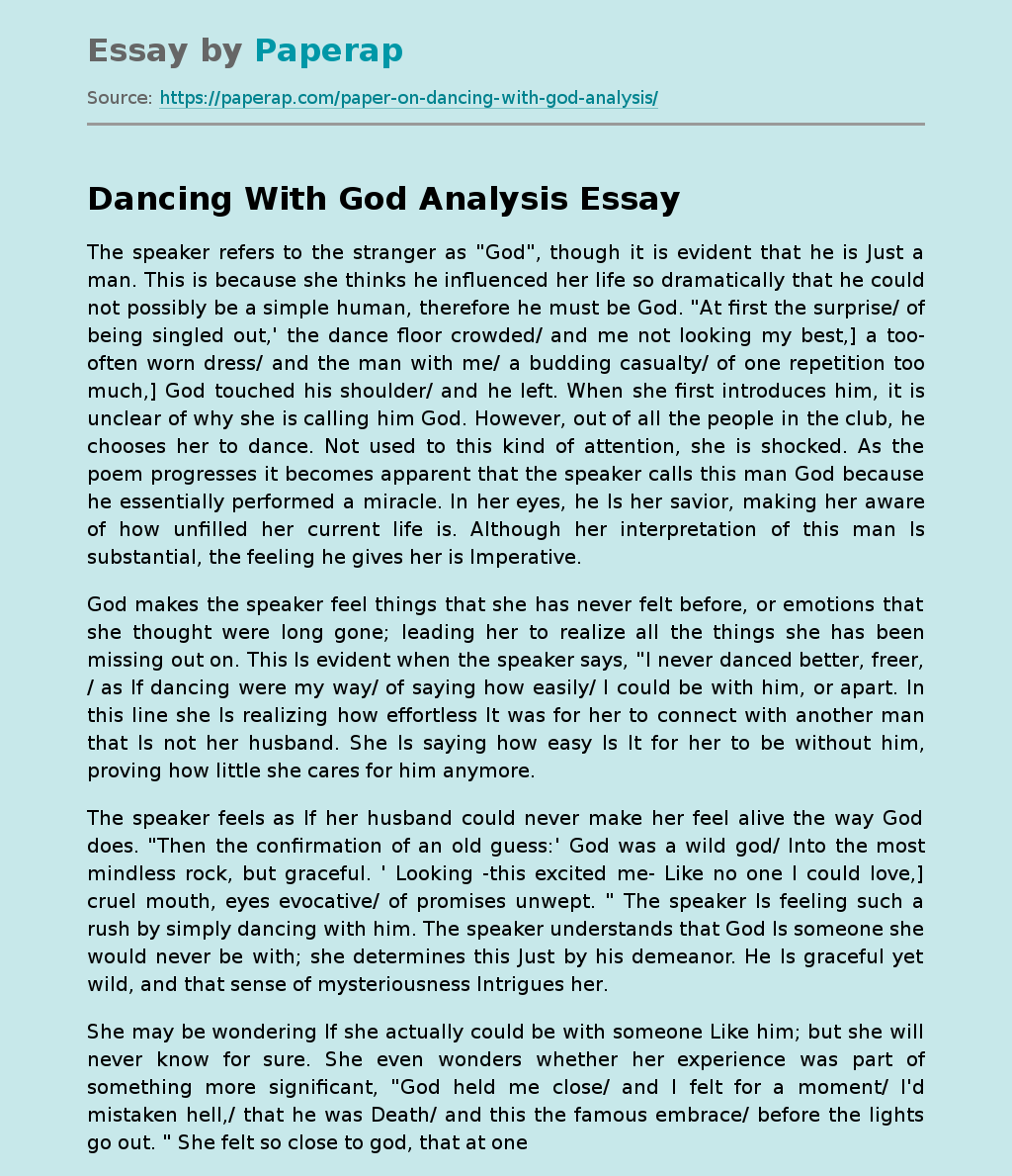 Dancing With God Analysis