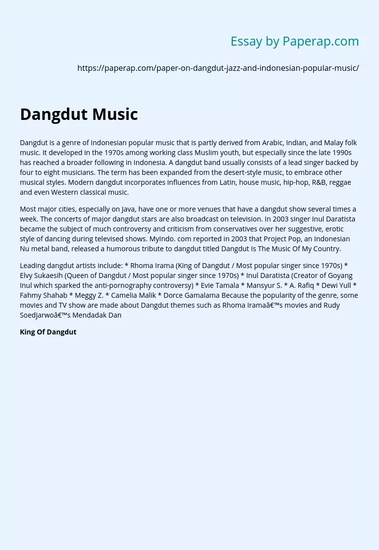 Dangdut: Indonesian Pop Music Fusion