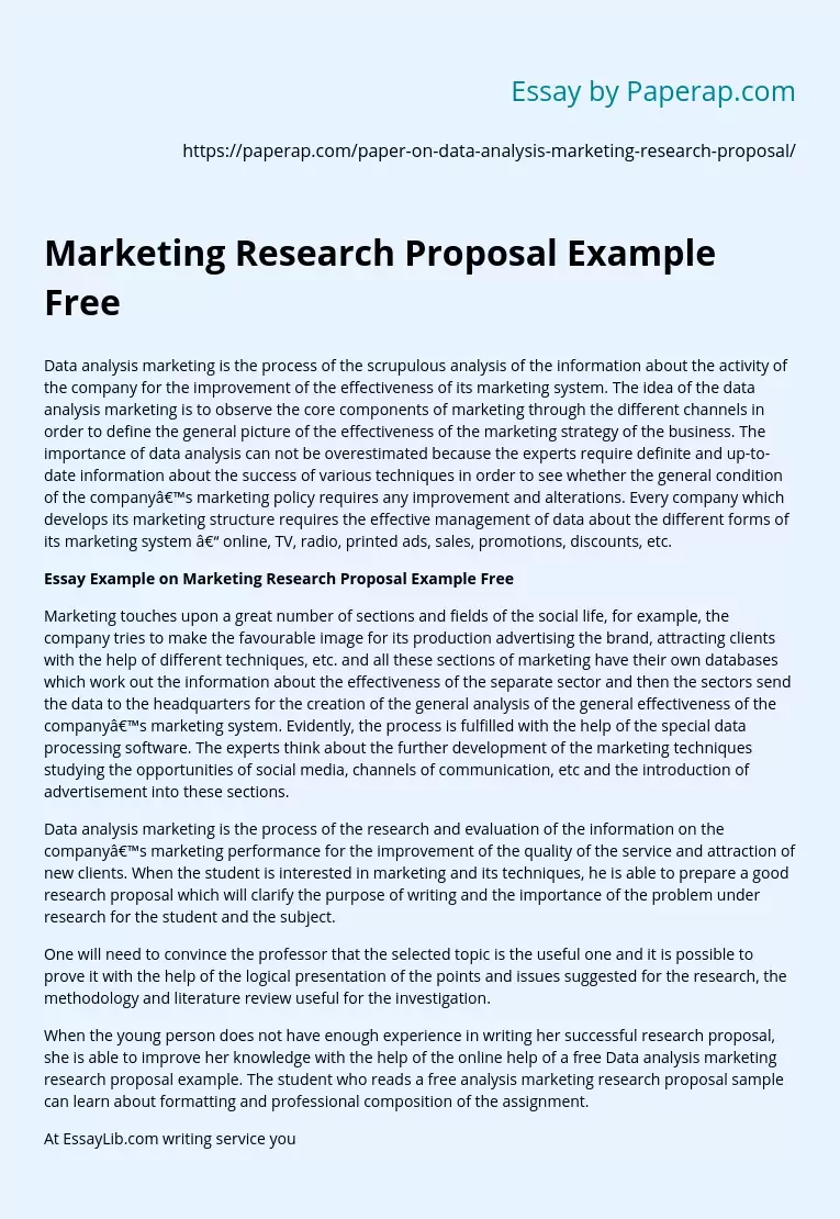 Marketing Research Proposal Example Free