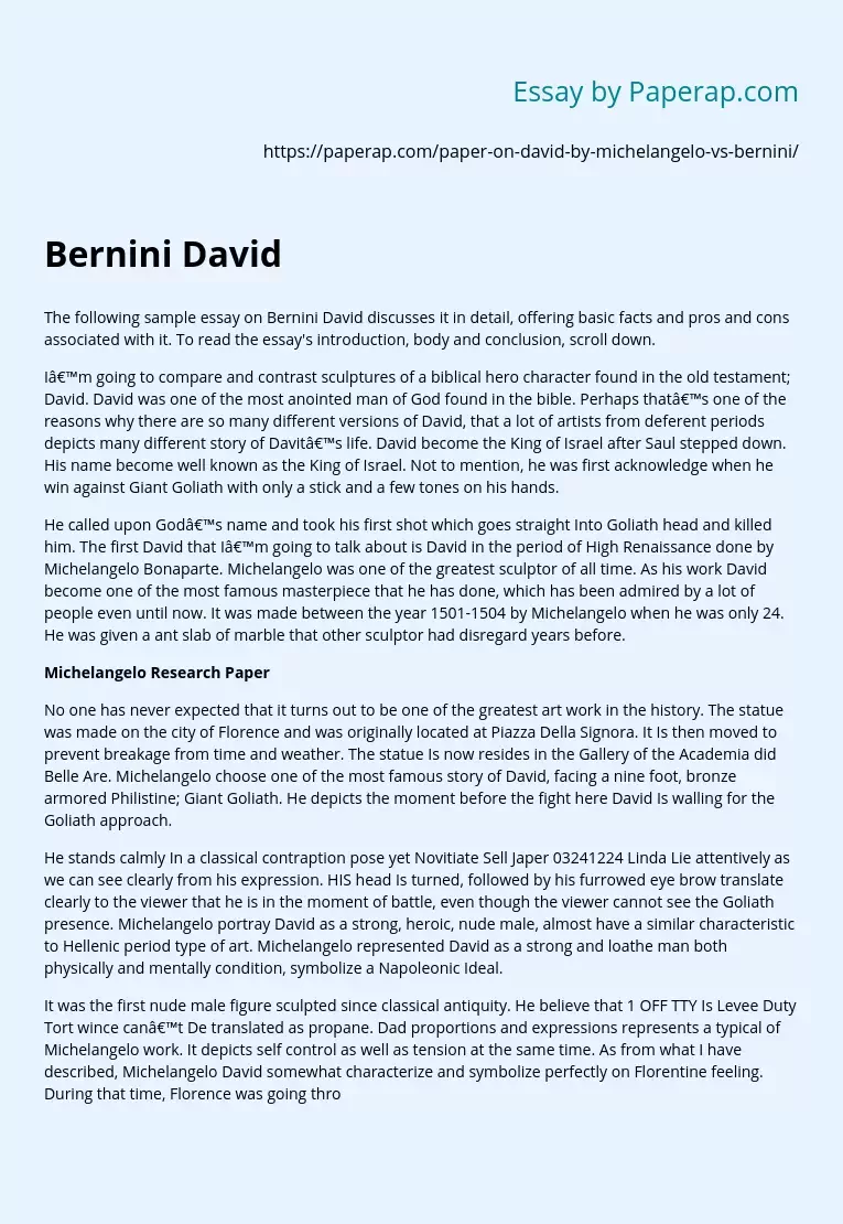 Bernini's David: Analysis and Critique