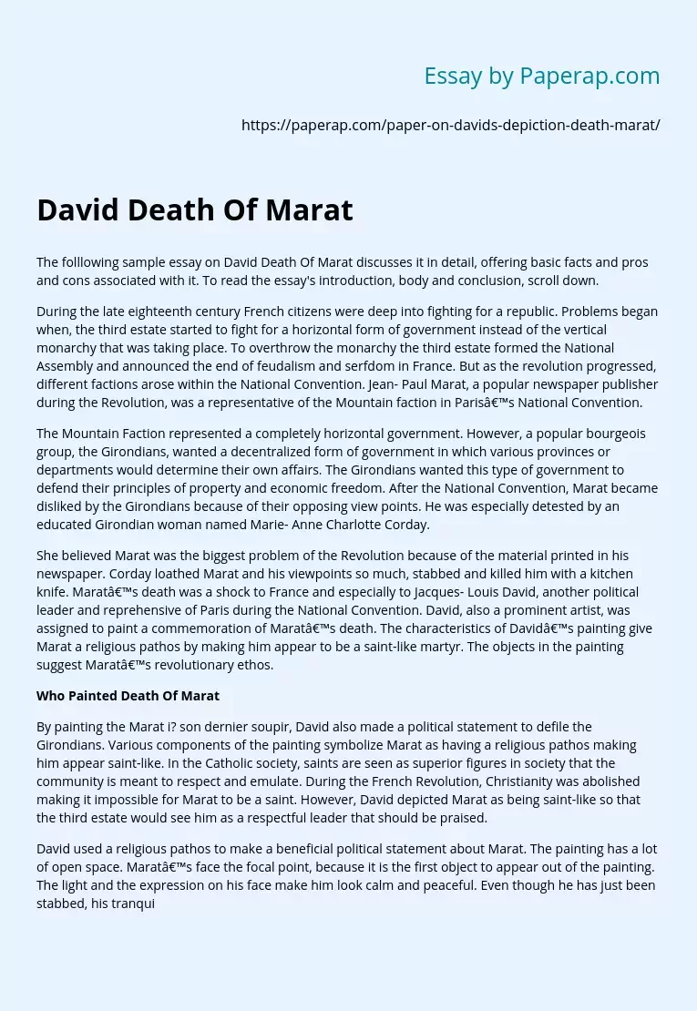 David Death Of Marat