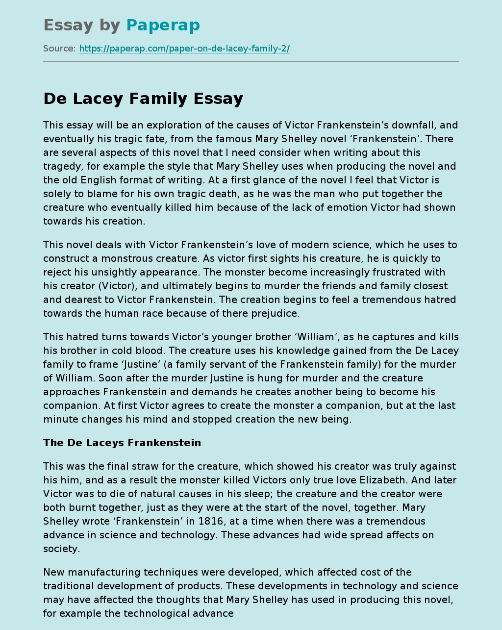 De Lacey Family