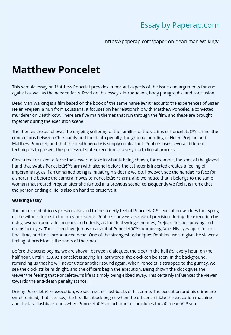 Sample Essay on Matthew Poncelet