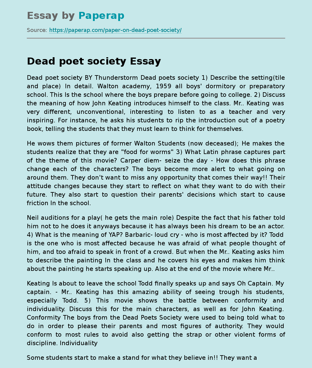 Dead poet society