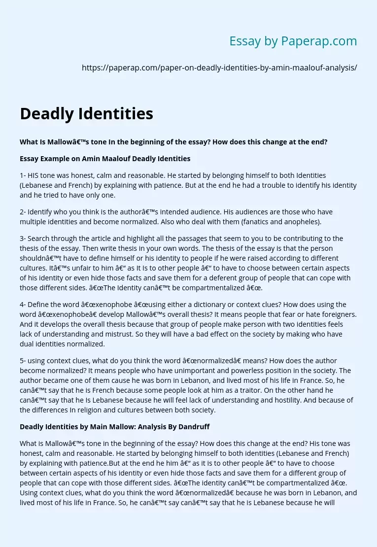 Deadly Identities
