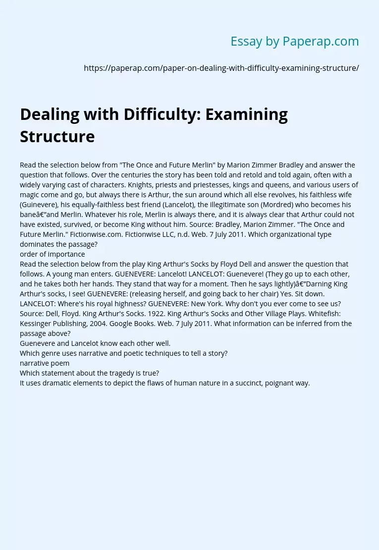 Dealing with Difficulty: Examining Structure