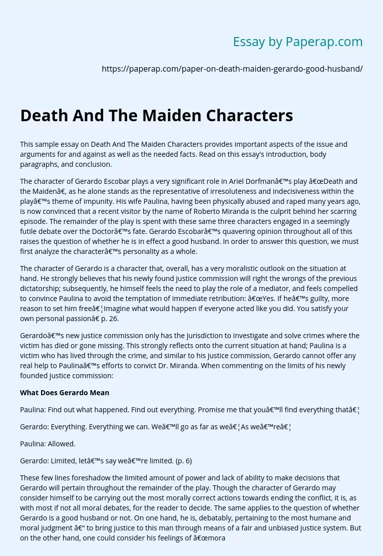 Death And The Maiden Characters