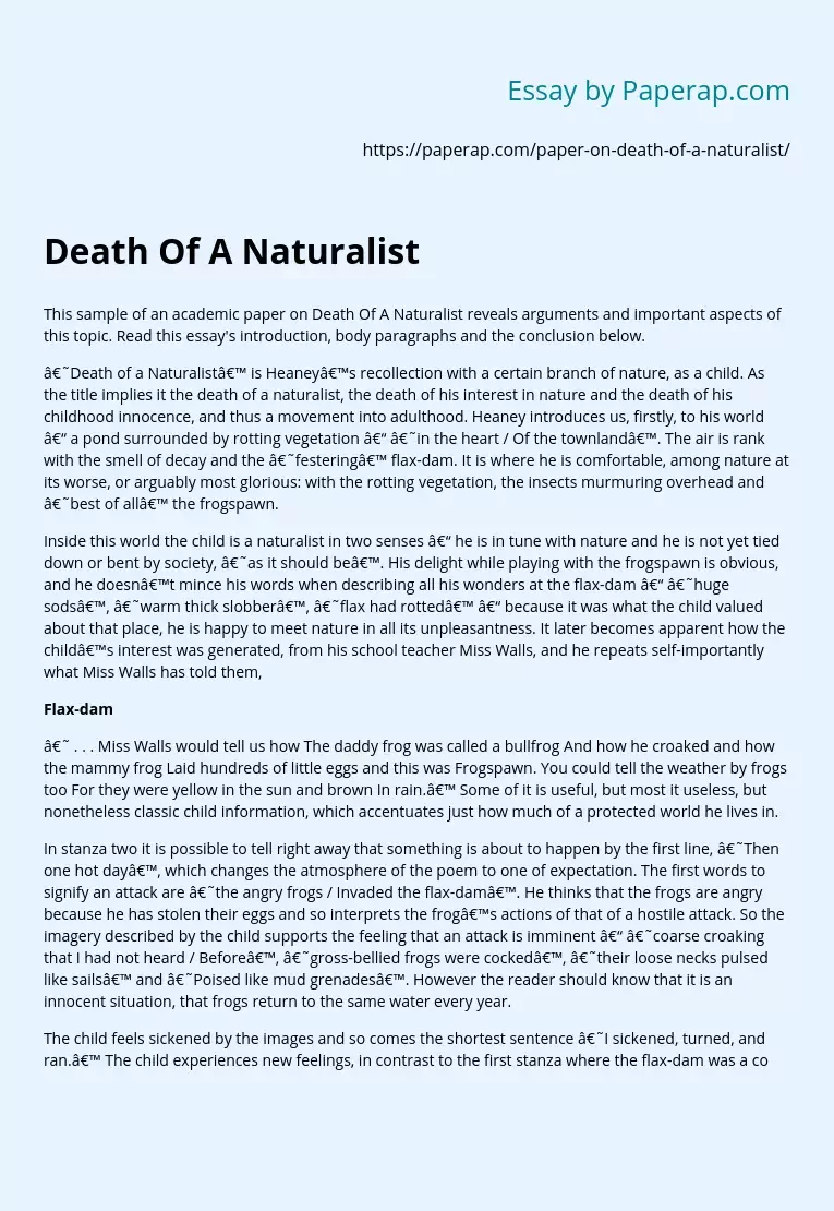 Death Of A Naturalist