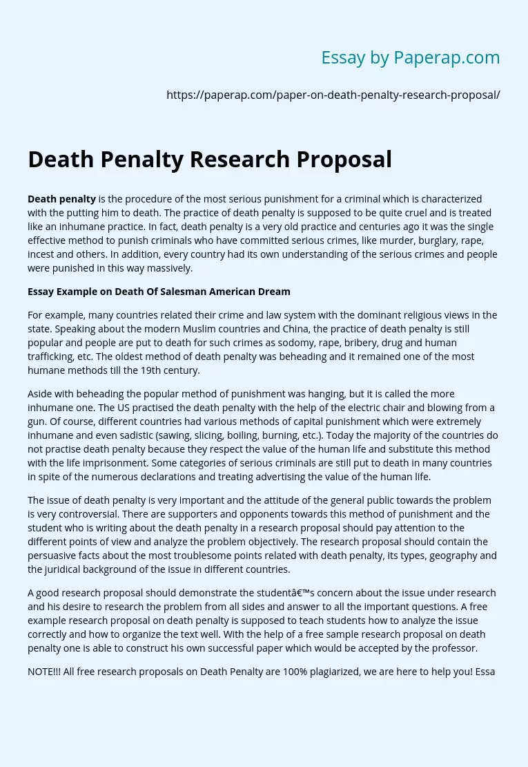 Death Penalty Research Proposal