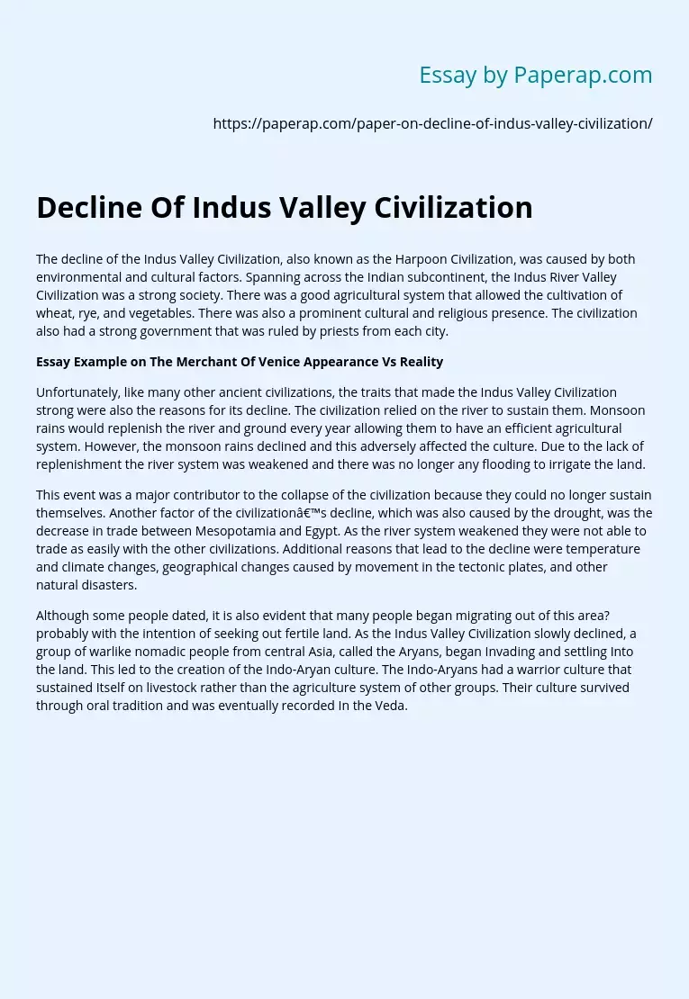 Decline Of Indus Valley Civilization
