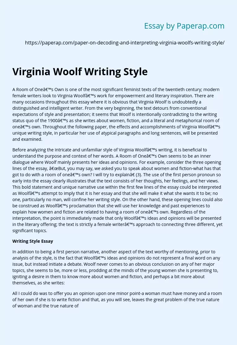Virginia Woolf Writing Style