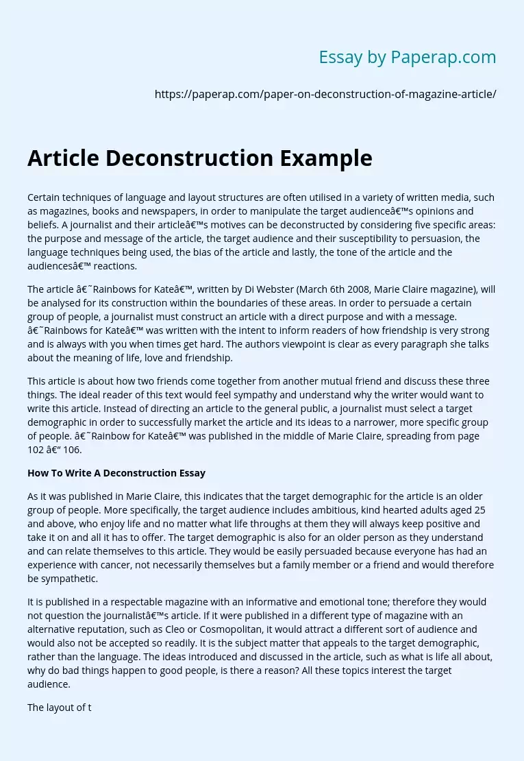 Article Deconstruction Example