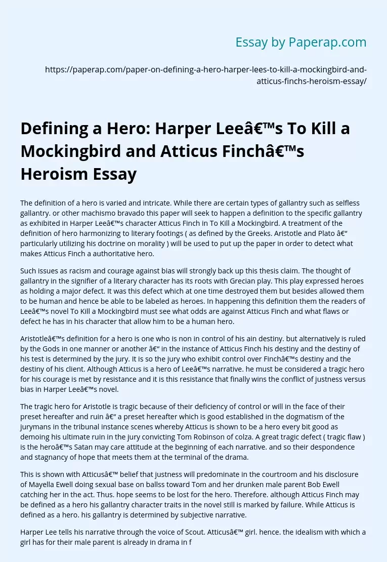 Heroism in To Kill a Mockingbird