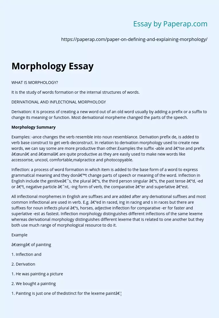 Defining and Explaining Morphology