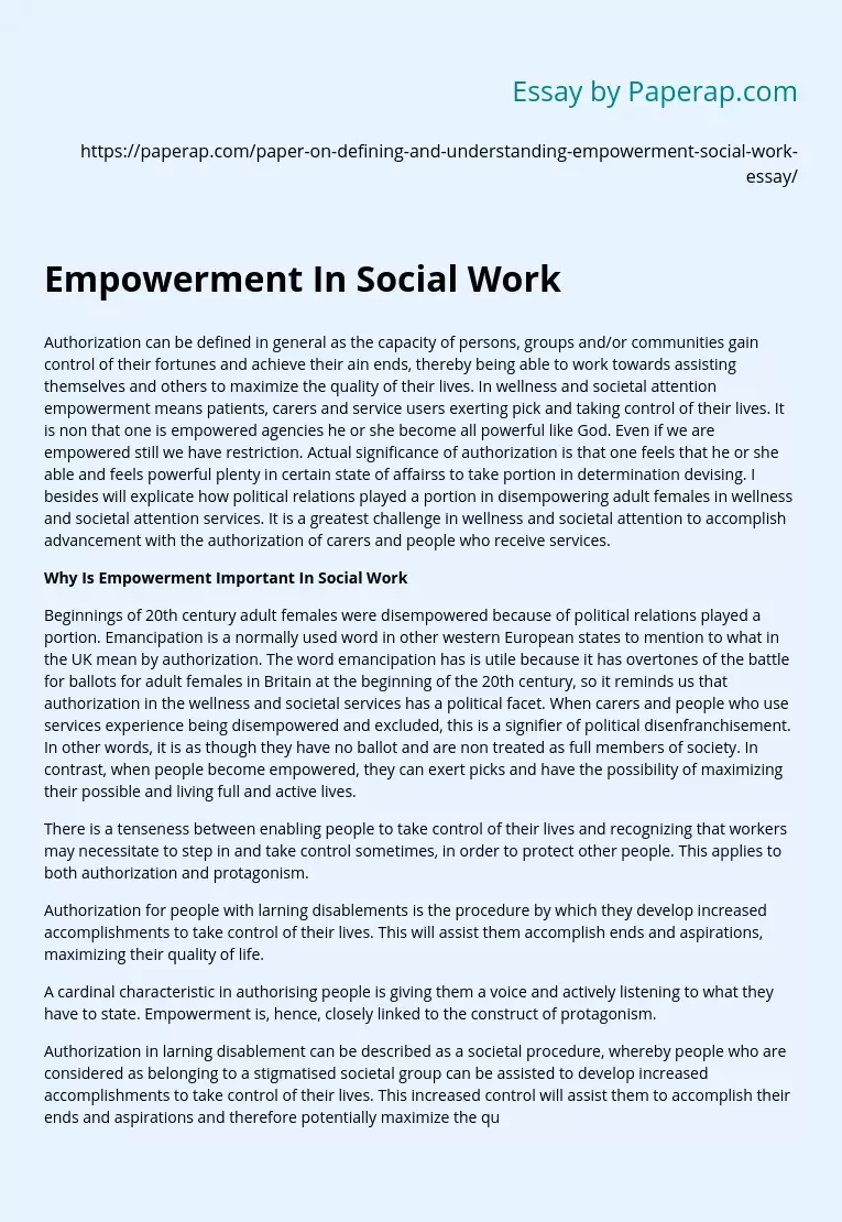 Empowerment In Social Work