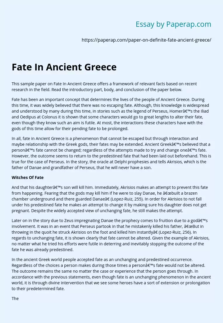 Fate In Ancient Greece