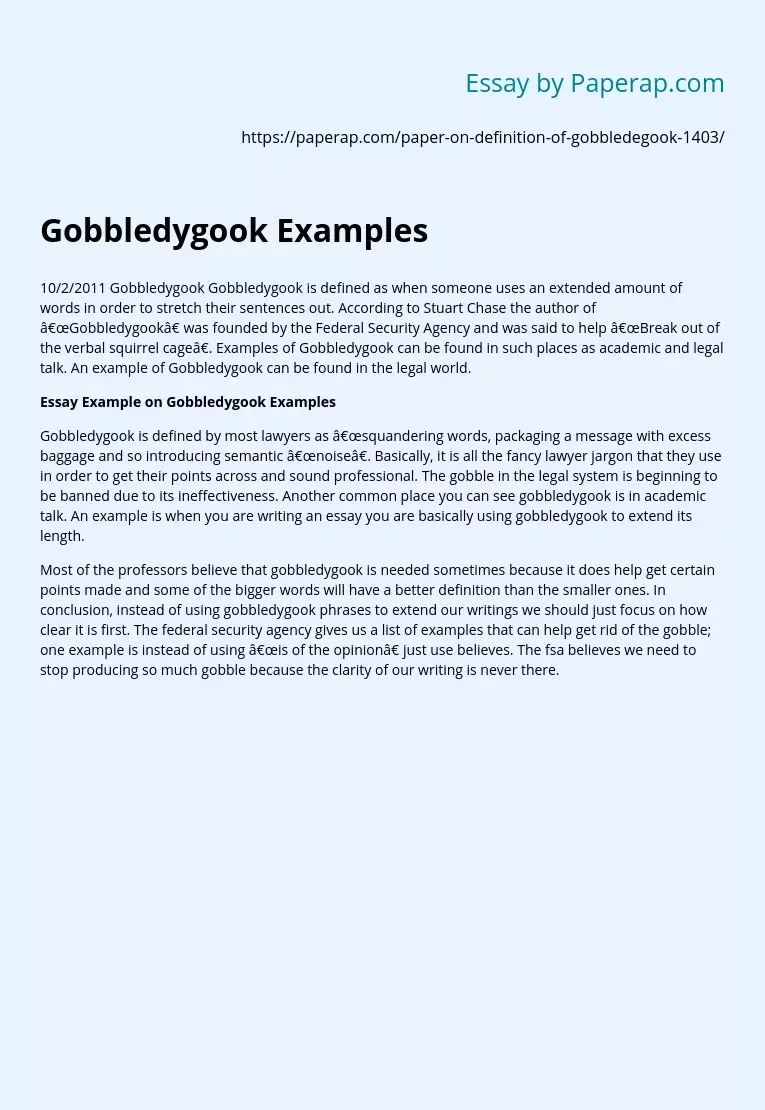 Gobbledygook Examples