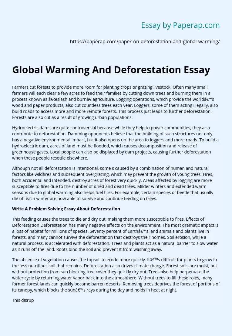 Global Warming And Deforestation Essay