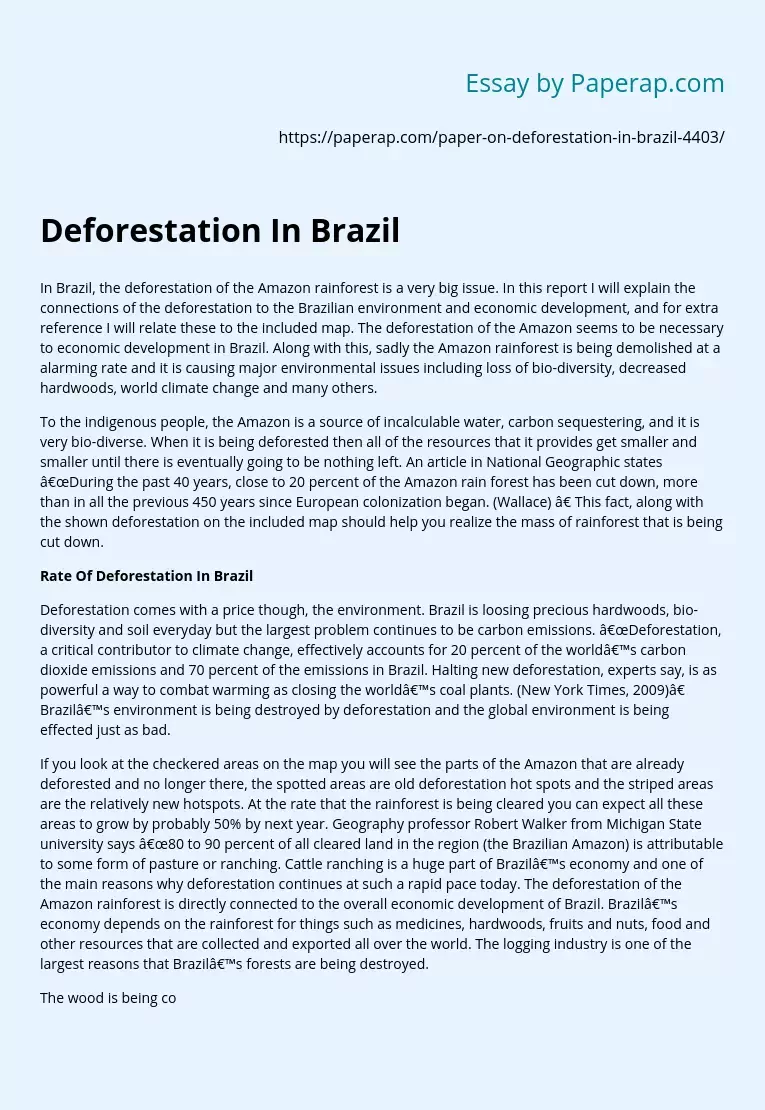 Rate of Deforestation in Brazil