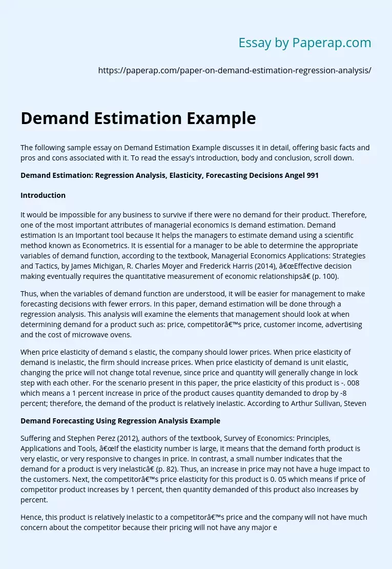 Demand Estimation Example