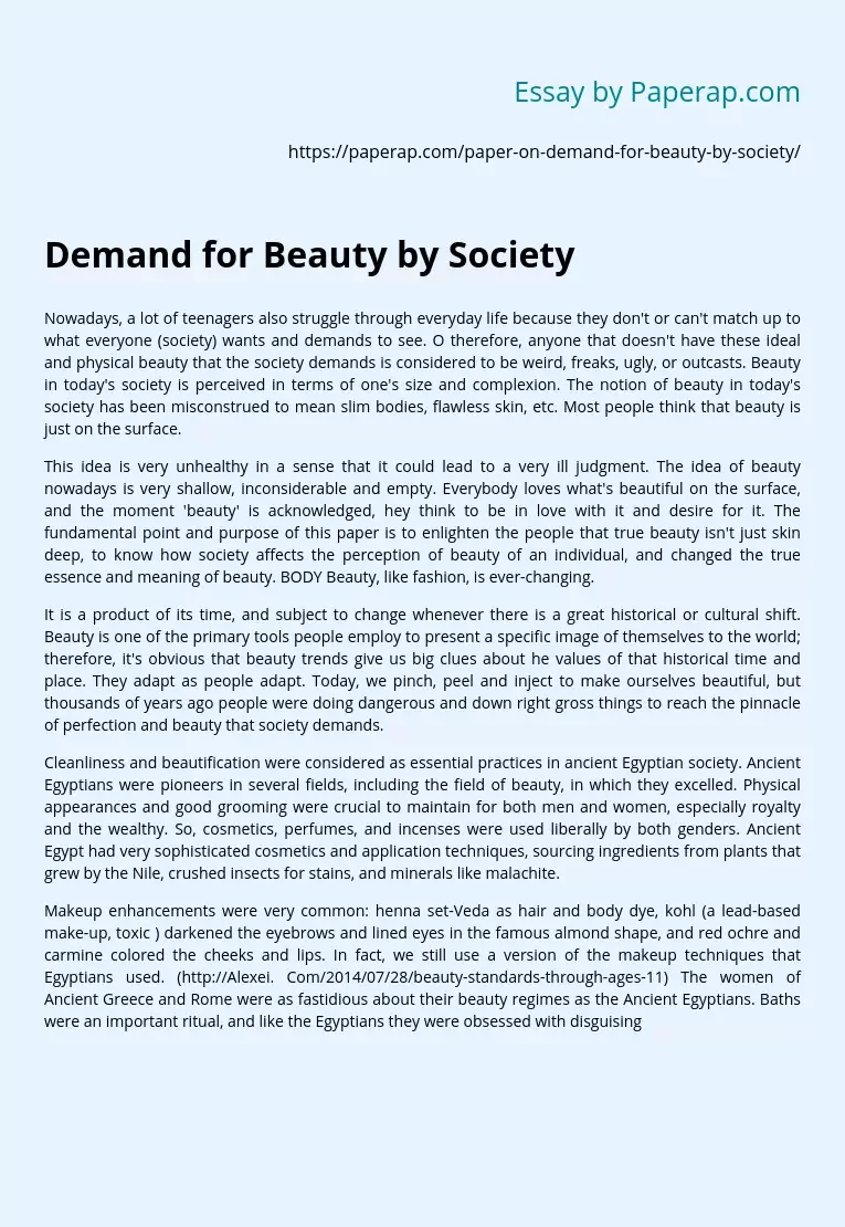 Demand for Beauty by Society