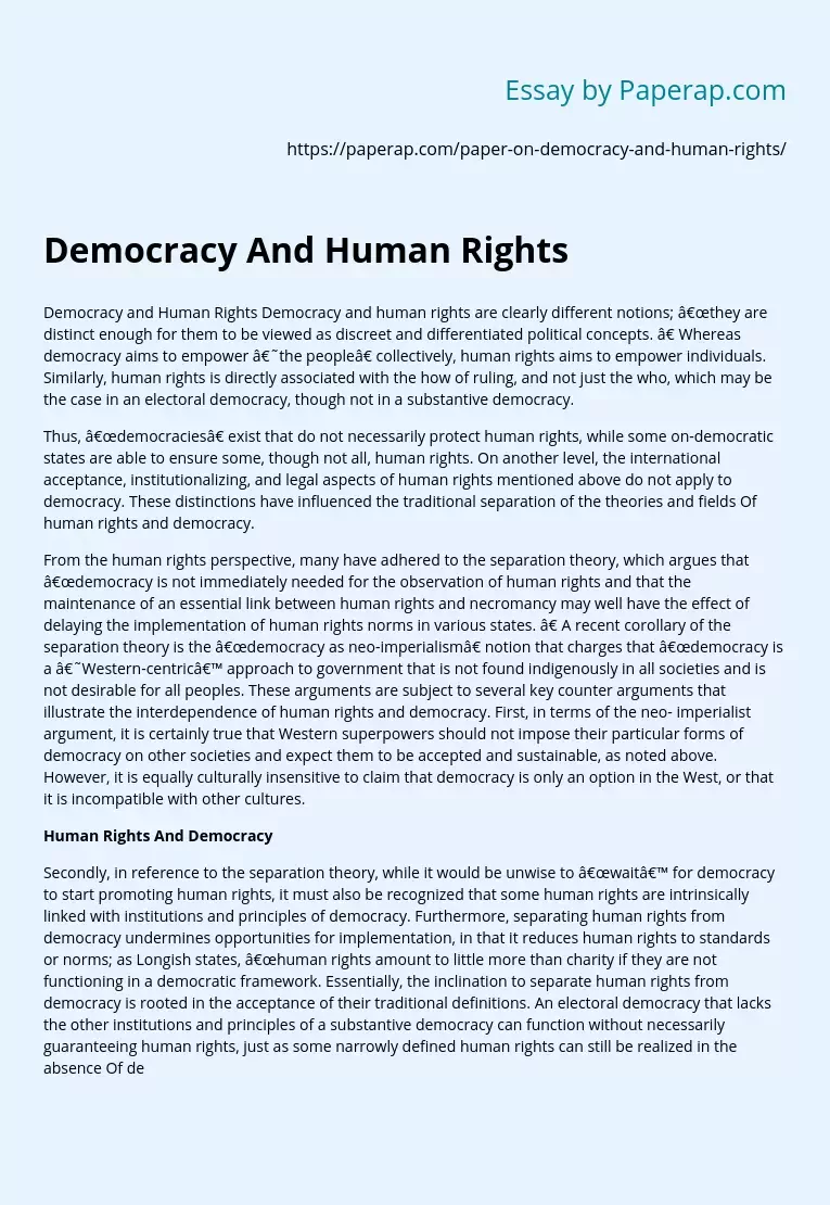 essay on democracy and human rights