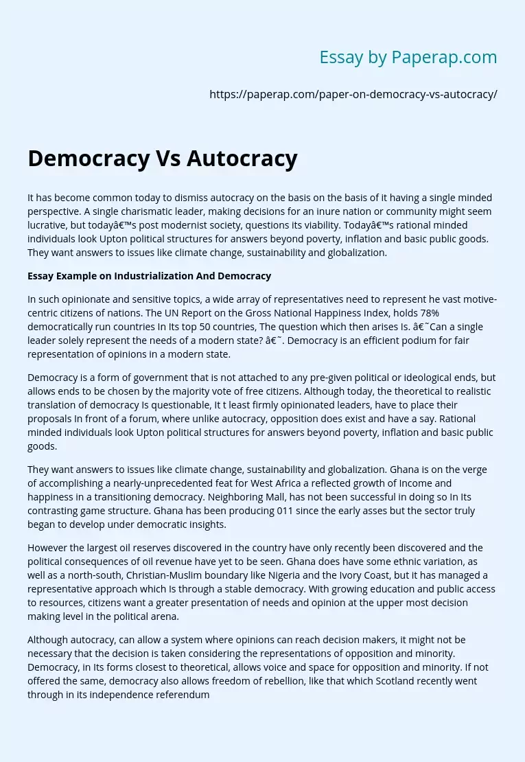 Democracy Vs Autocracy
