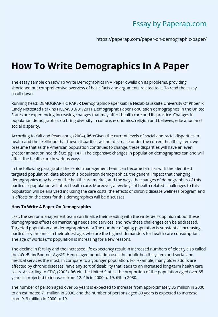 How To Write Demographics In A Paper?
